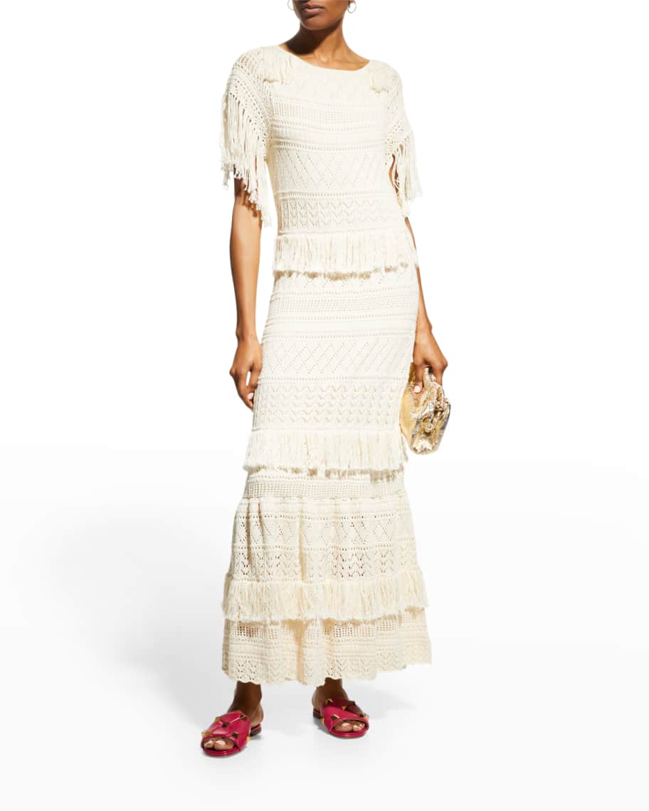 Figue Tia Fringe Crochet Maxi Dress Neiman Marcus