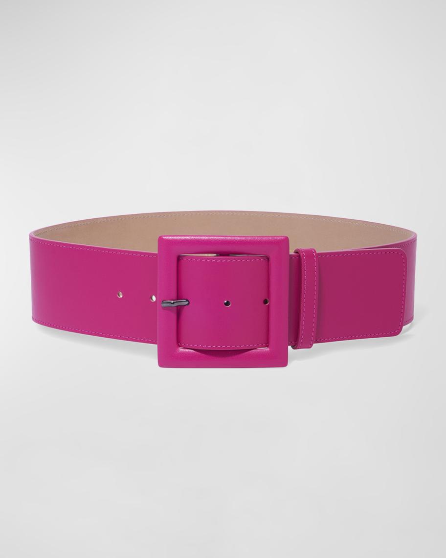 Carolina Herrera Square-Buckle Wide Leather Belt | Neiman Marcus display picture 1