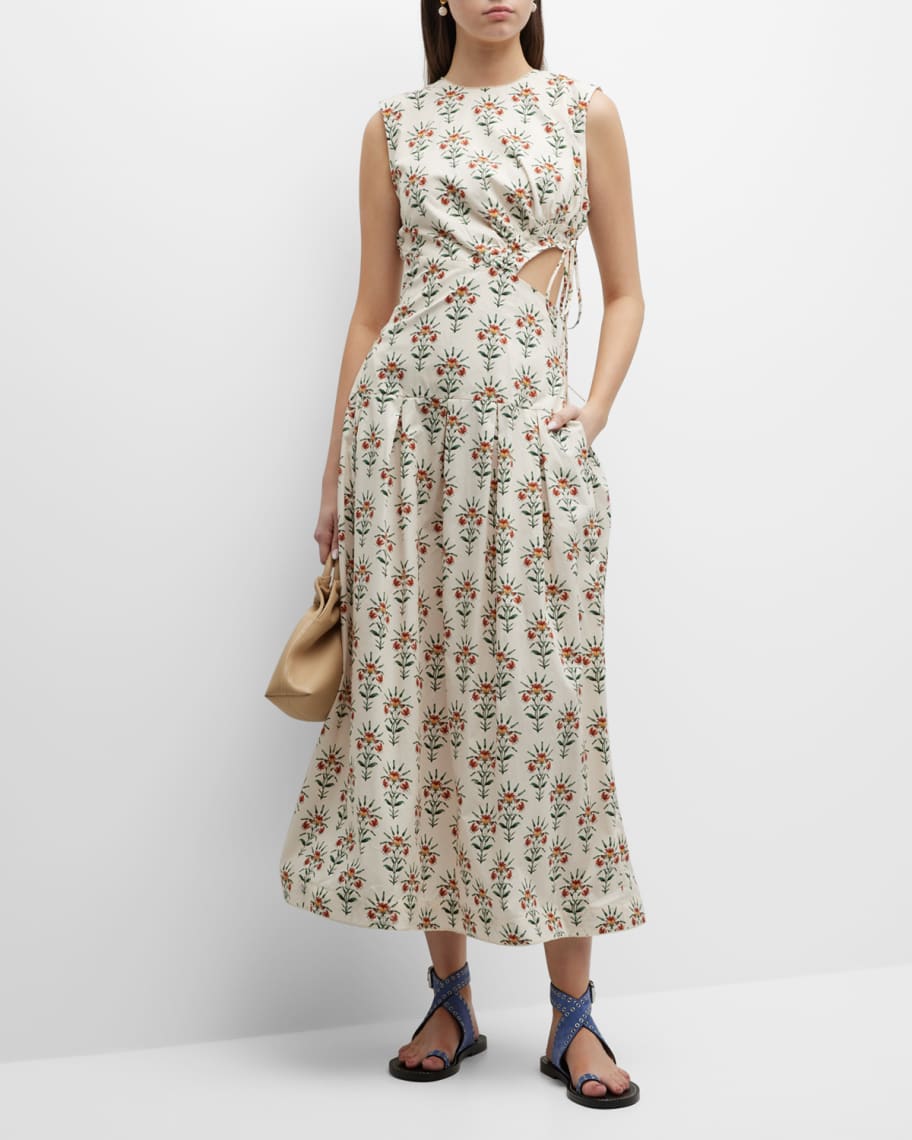 agua by agua bendita otono cutout linen midi dress Agua by Agua Bendita Otoño Sleeveless Poplin Cutout Midi Dress