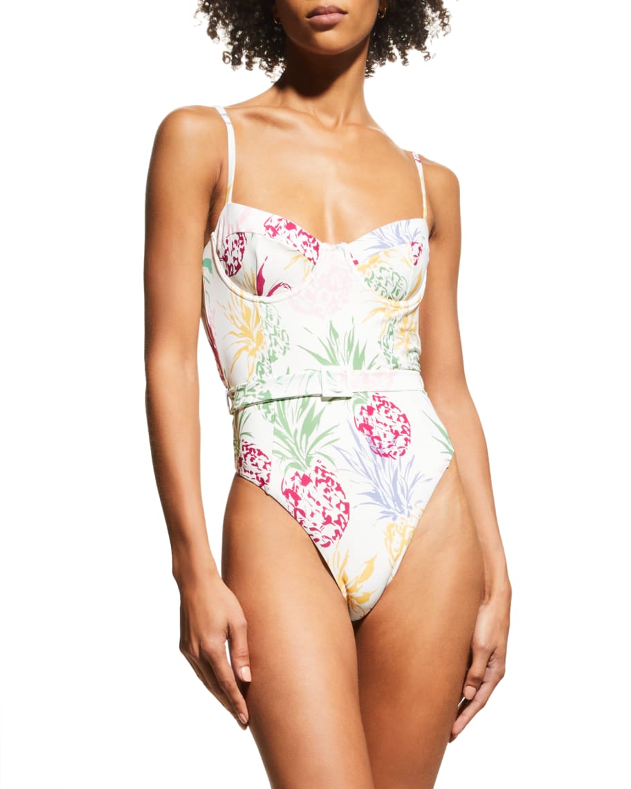 Milly Cabana M Tropical Floral Fiji Side Tie Triangle Bikini Bathing Swim  Suit