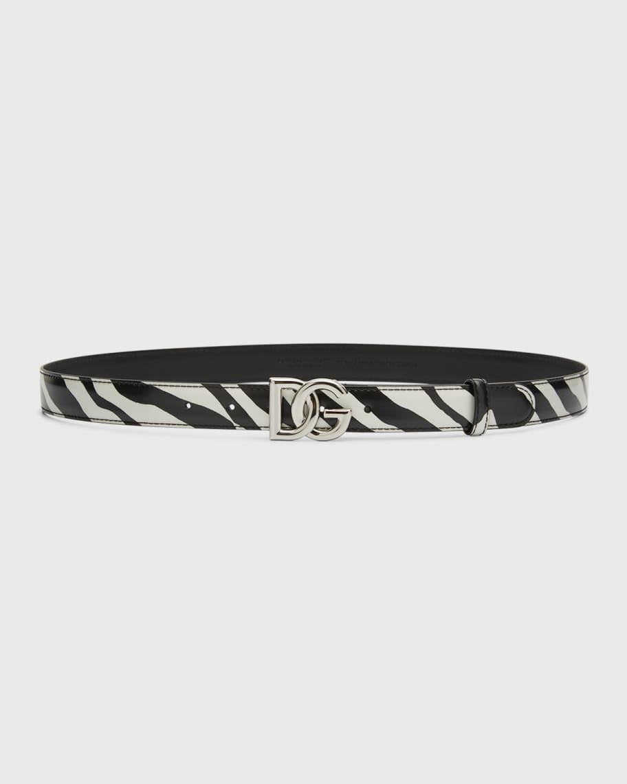 Dolce&Gabbana Zebra Interlocking DG Leather Belt | Neiman Marcus
