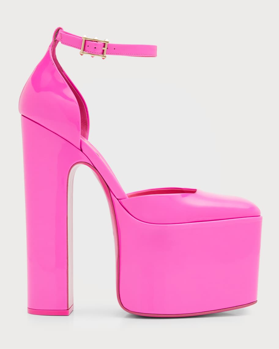 Valentino Garavani Disco Patent Ankle-Strap Platform Pumps | Neiman Marcus