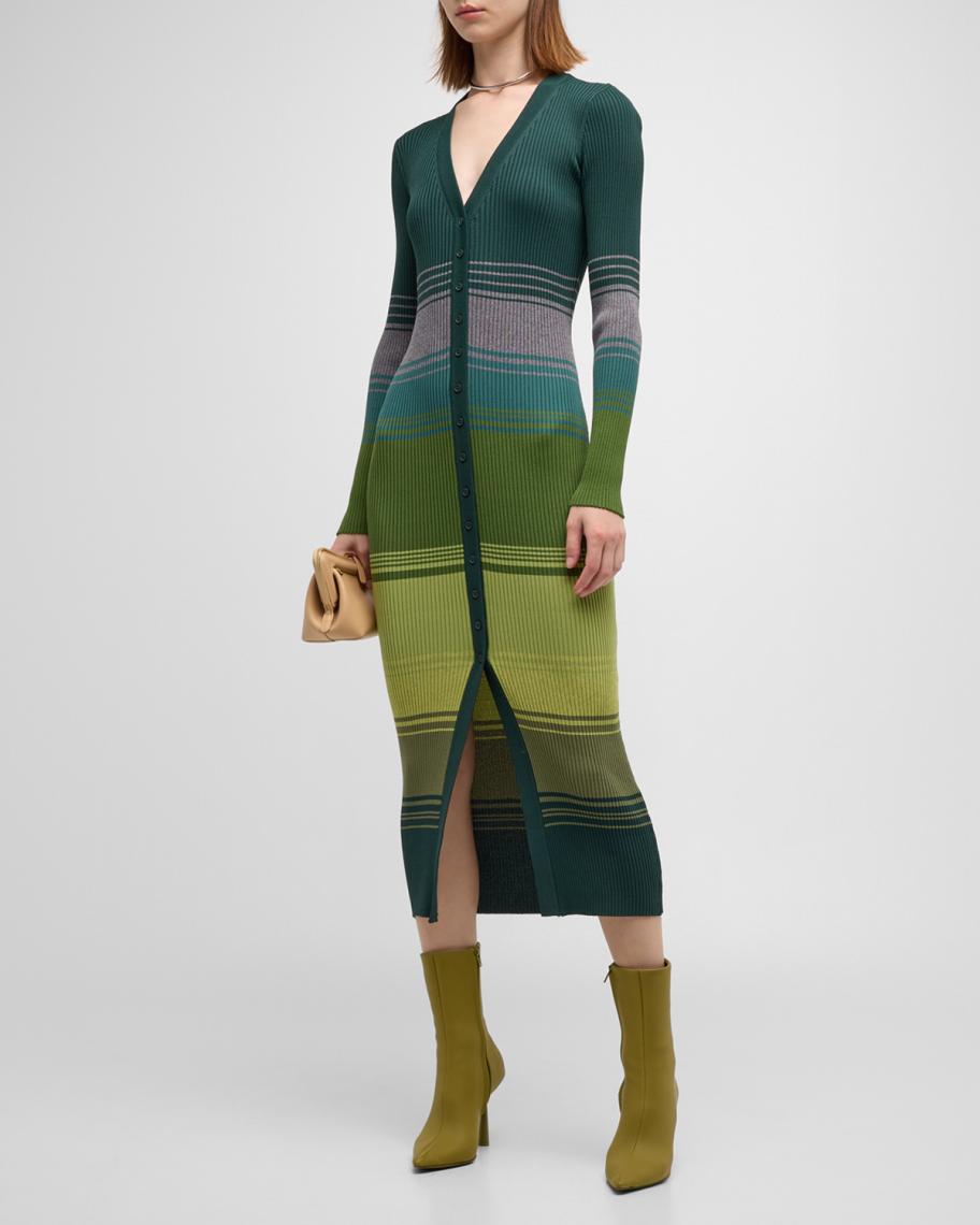 STAUD Shoko Variegated Stripe Rib-Knit Sweater | Neiman Marcus