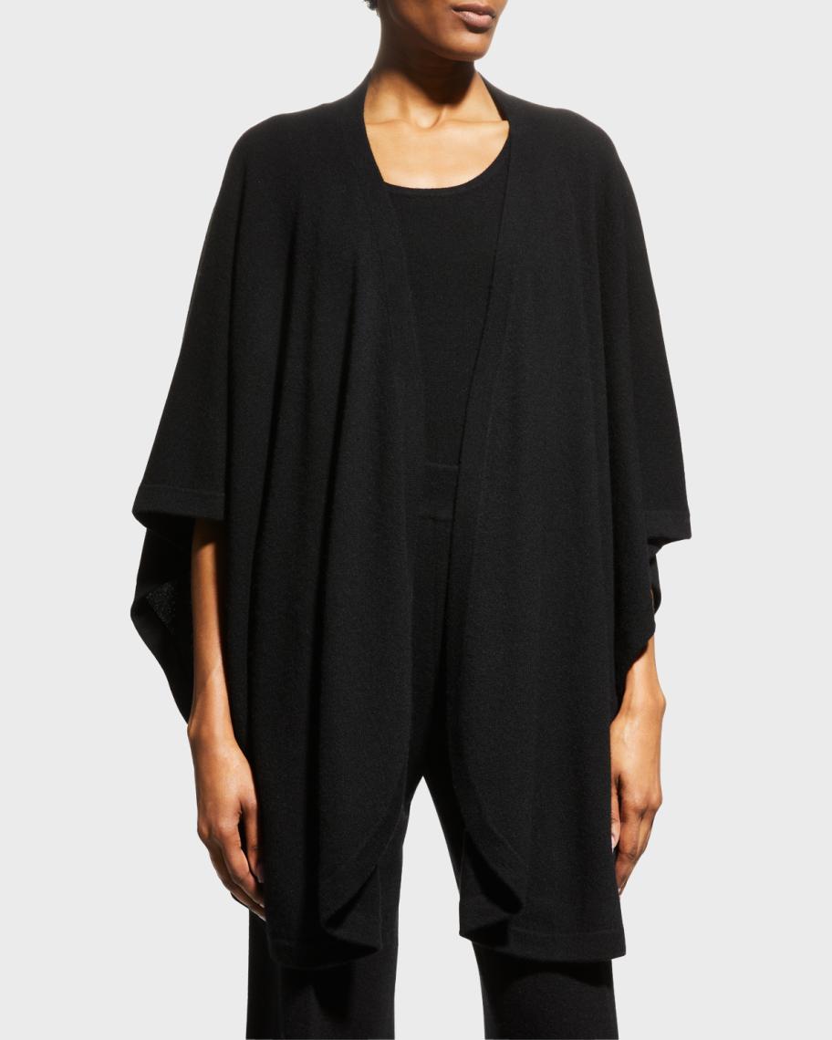 Cape Châle Eric Bompard En Cachemire Noir - Taille Unique, à Franges, Occasion Parfait état