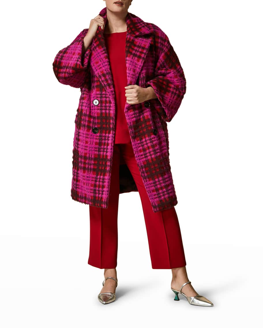 Marina Rinaldi Plus Size Tableau Oversized Check Coat | Neiman Marcus