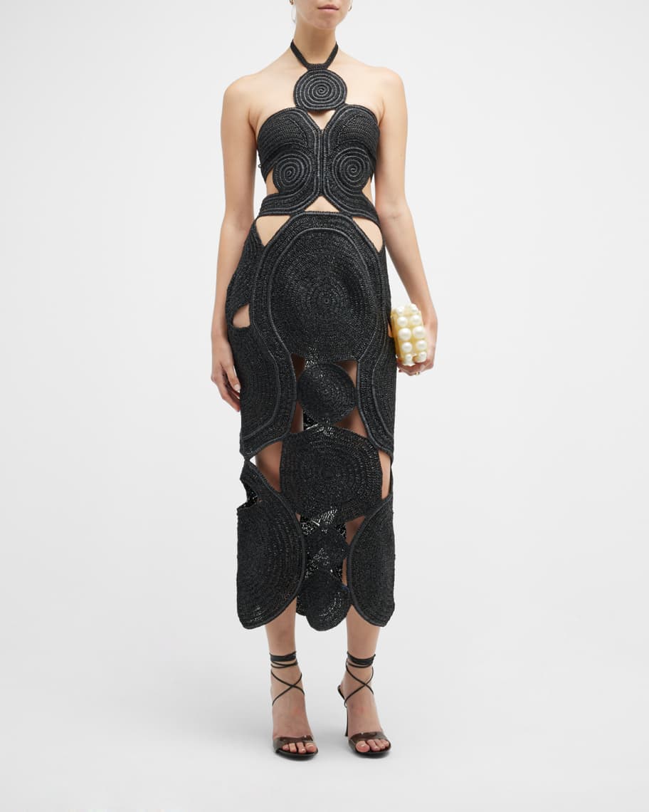 Proenza Schouler Ribbon Crochet Maxi Sweater Dress