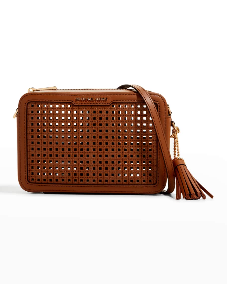 Michael michael kors woven chevron leather camera bag hot sale