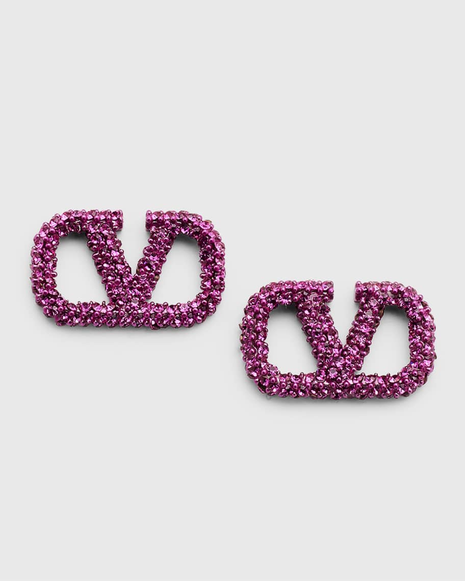 Valentino Garavani VLogo Crystal Stud Earrings | Neiman Marcus