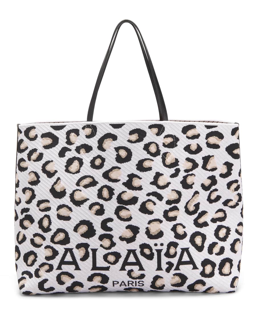 Neiman Marcus Brand Extra Large Tote Bag, RED cheetah/leopard