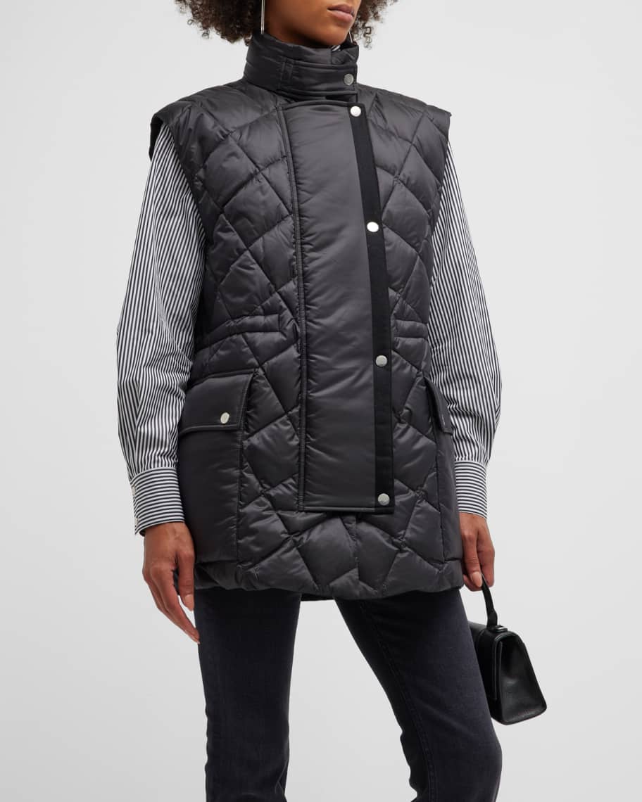 Lafayette 148 Reversible Shawl Collar Down Vest in Oyster