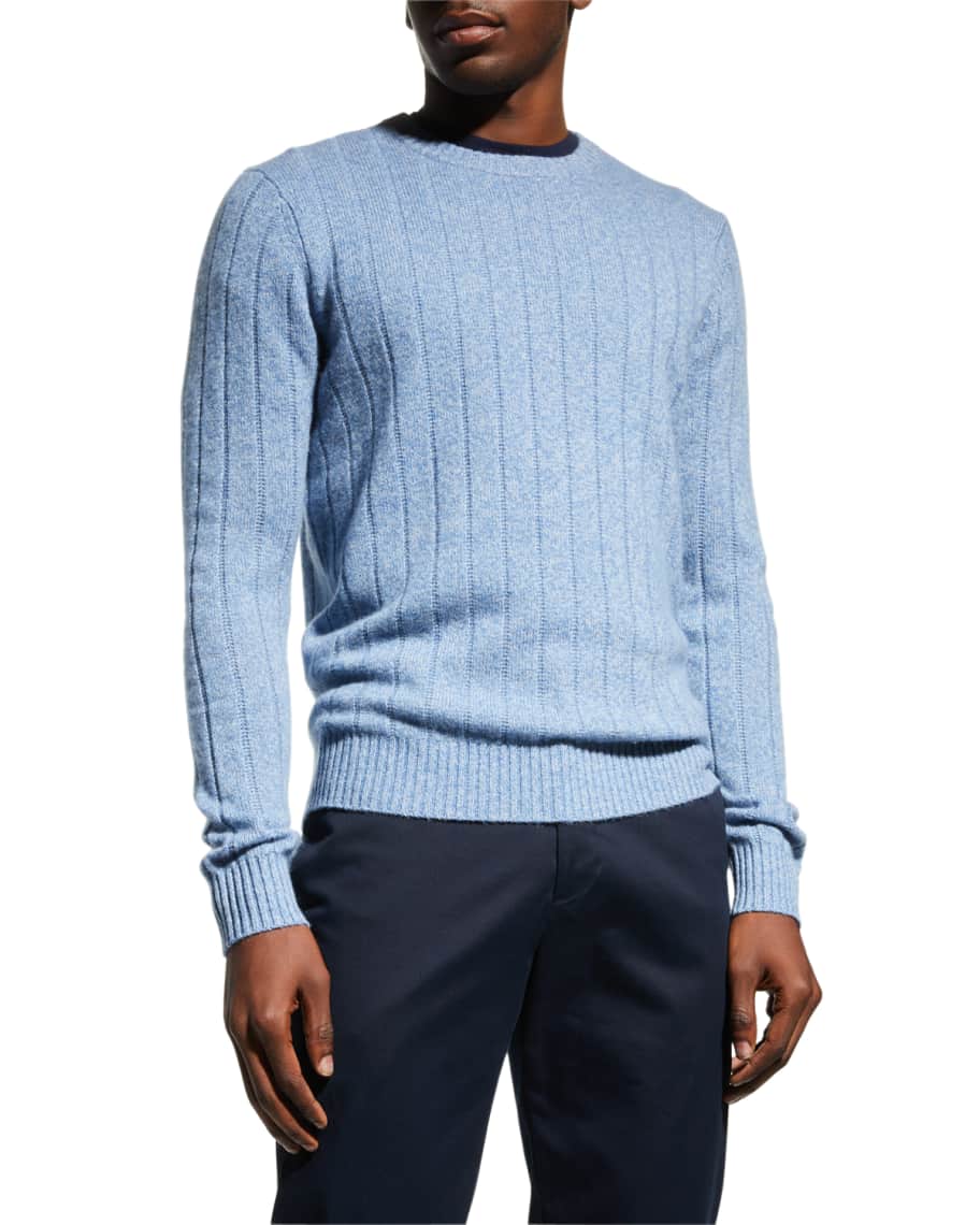 Neiman Marcus Men's Ribbed Mélange Crewneck Sweater Neiman Marcus