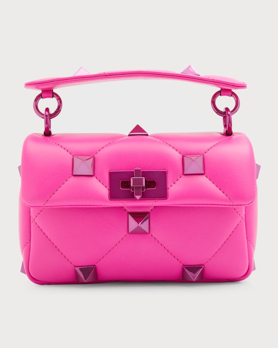 Valentino Garavani Valentino Garavani Roman Stud medium quilted-leather  shoulder bag Pink｜MATCHESFASHION（マッチズファッション)
