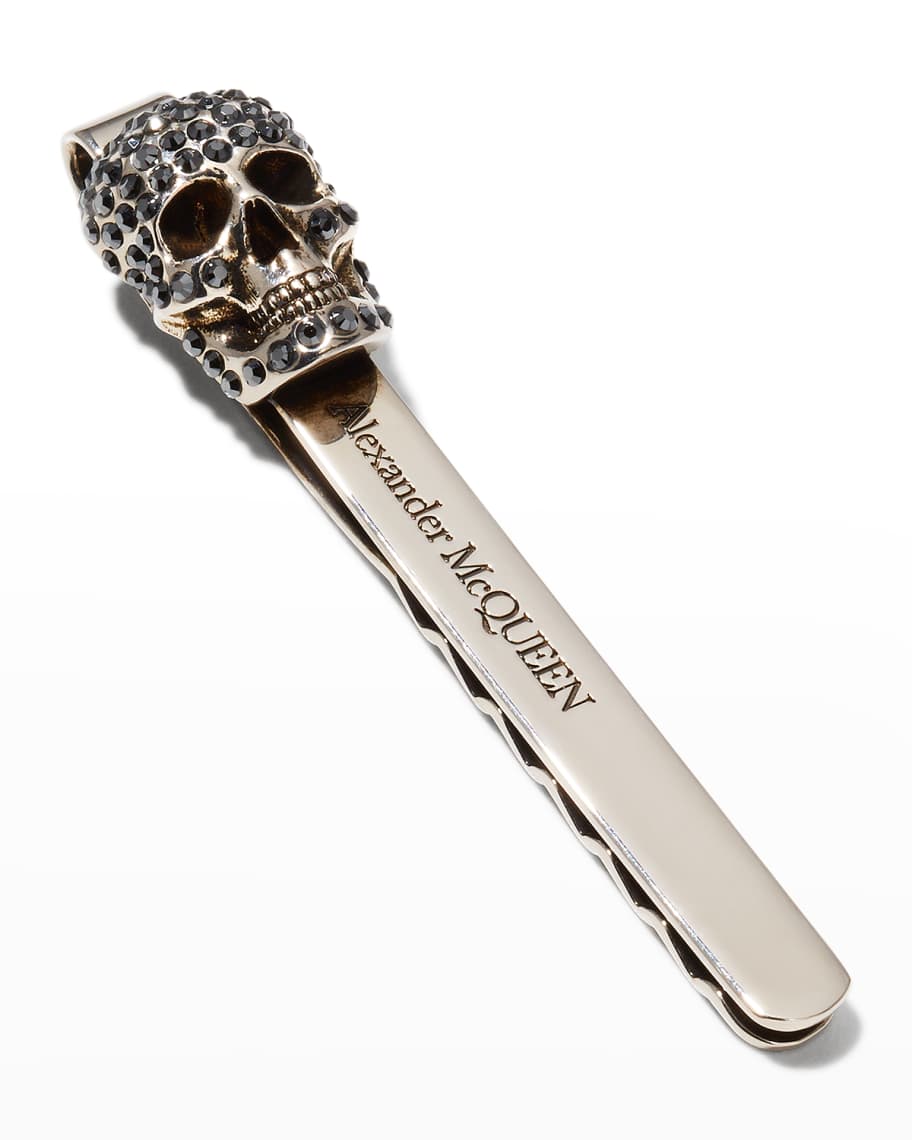 Alexander McQueen Men's Crystal Pavé Skull Tie Pin | Neiman Marcus