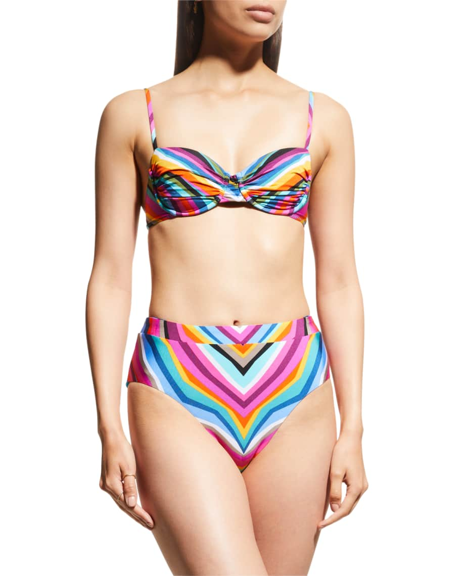 Platinum Inspired By Solange Ferrarini Exposed-trim High-waist Bikini  Bottoms In Mid Multi