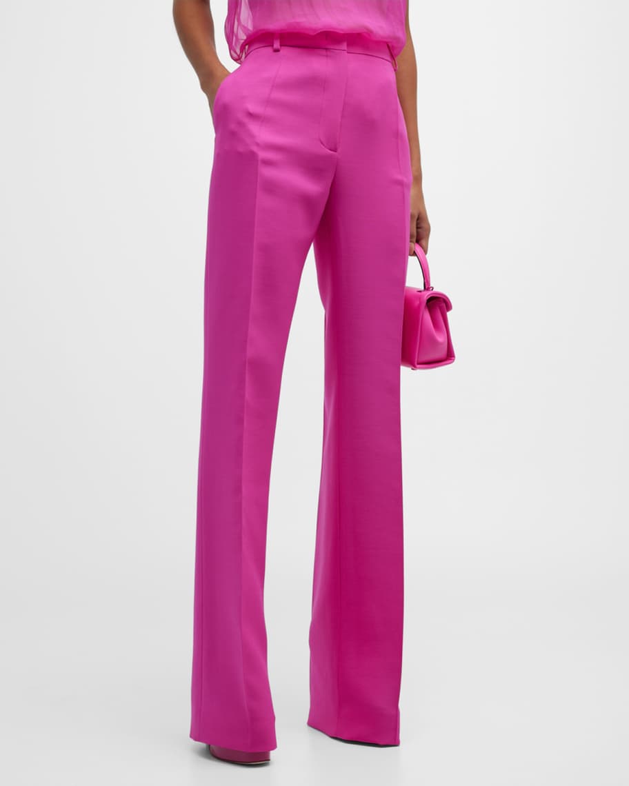 VALENTINO GARAVANI Topstitched ponte slim-leg pants