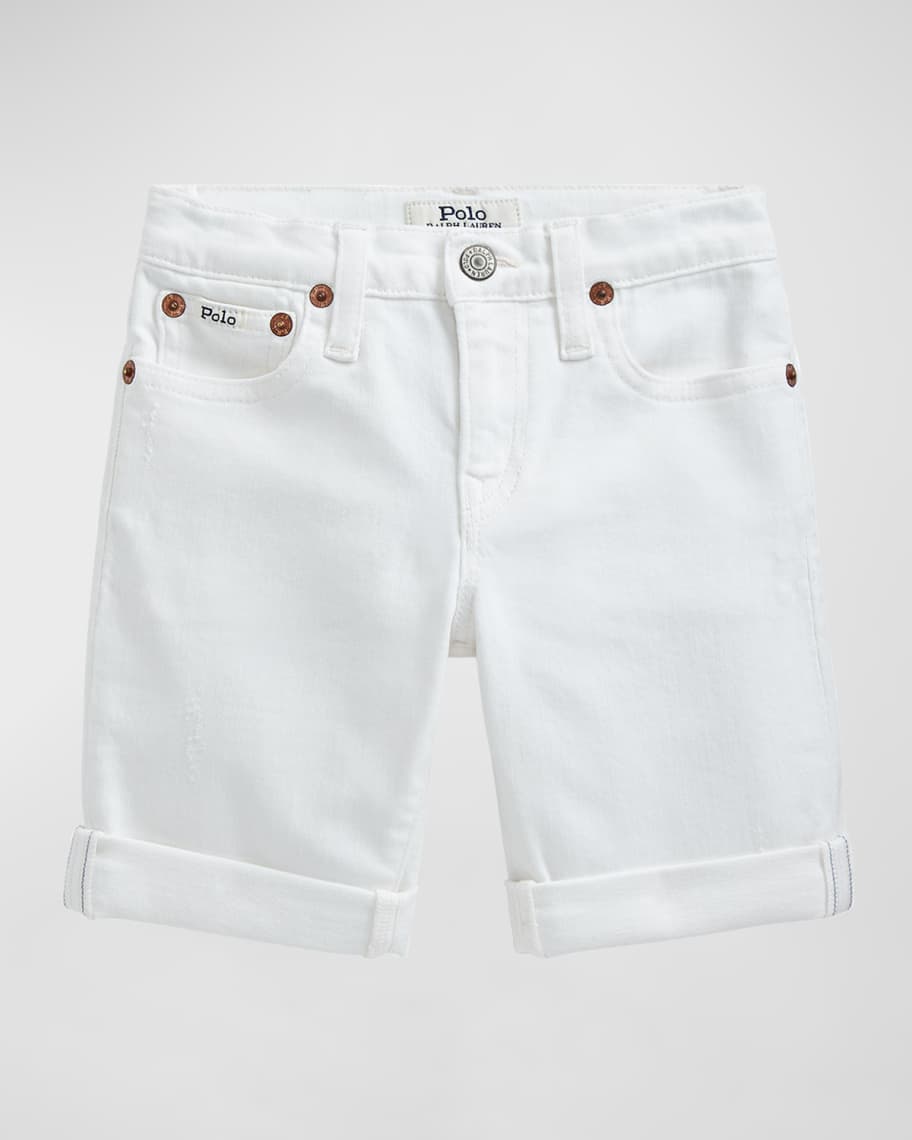 Image 1 of 3: Boy's Stretch Cotton Rolled Shorts, Size 5-7
