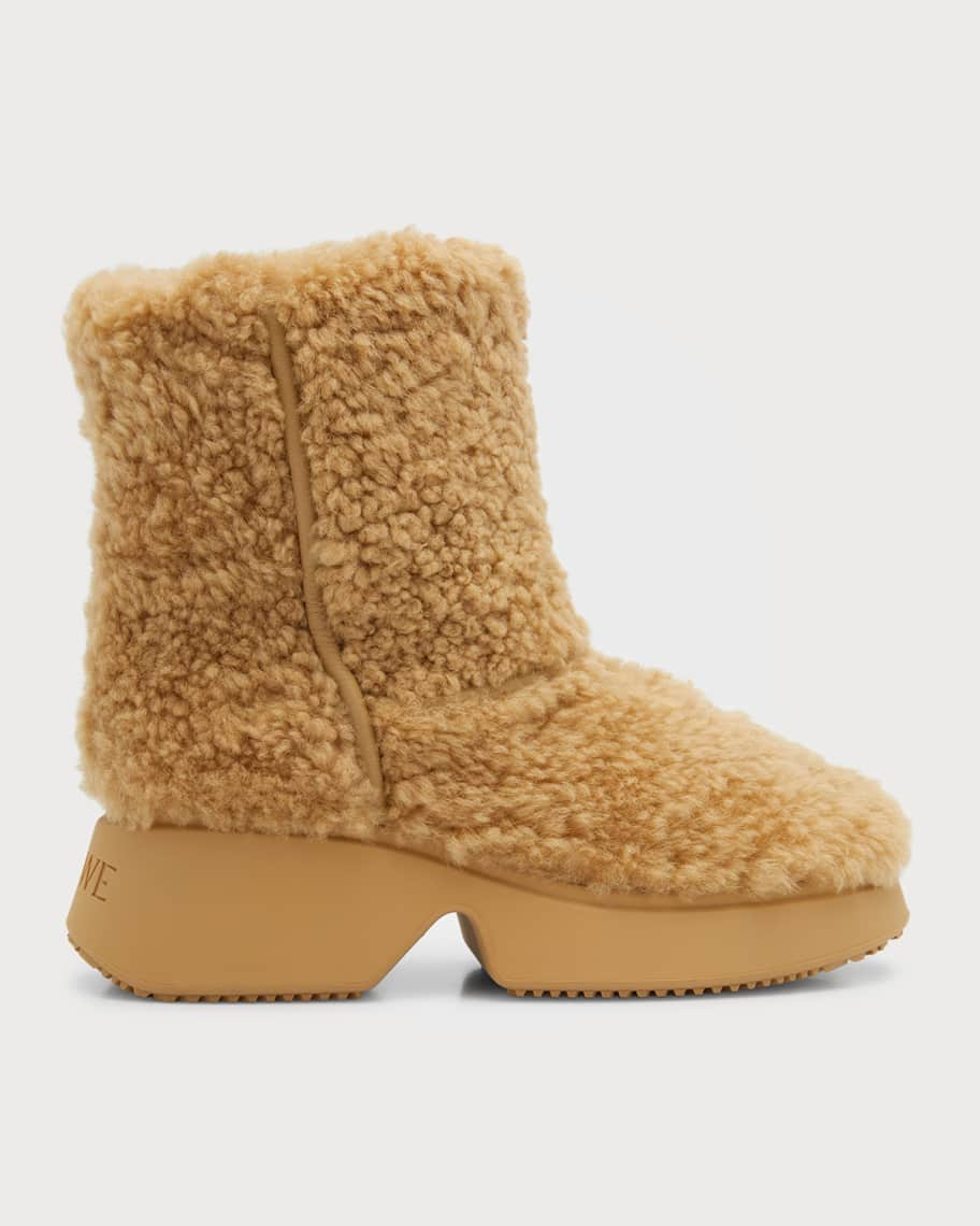 Loewe Men's Shearling Fur Wedge Boots | Neiman Marcus