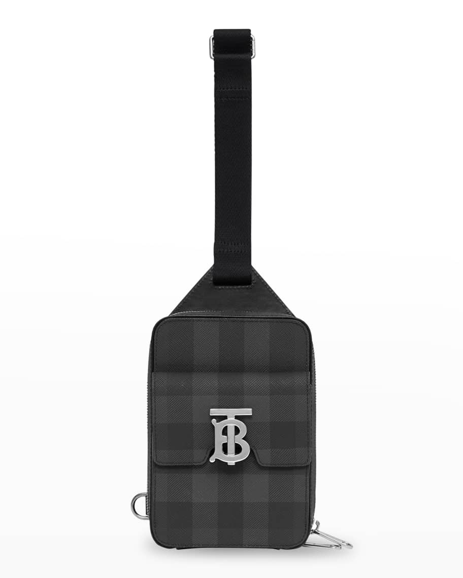 Burberry Men's MS Theo Check Crossbody Bag Neiman Marcus