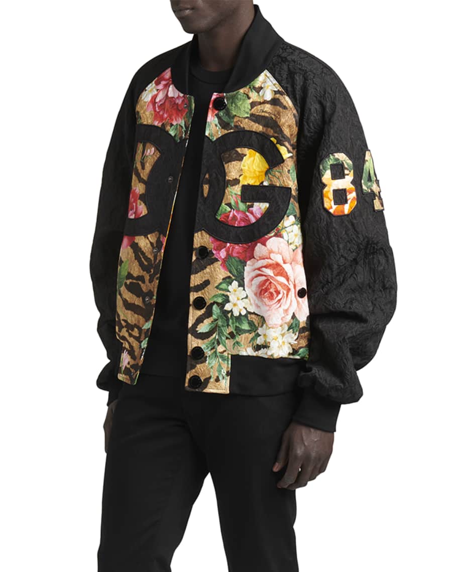 Dolce&Gabbana Men's Floral Logo Bomber Jacket | Neiman Marcus