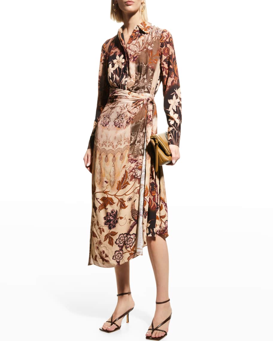 Kobi Halperin Sadie Asymmetric Floral-Print Midi Dress | Neiman Marcus