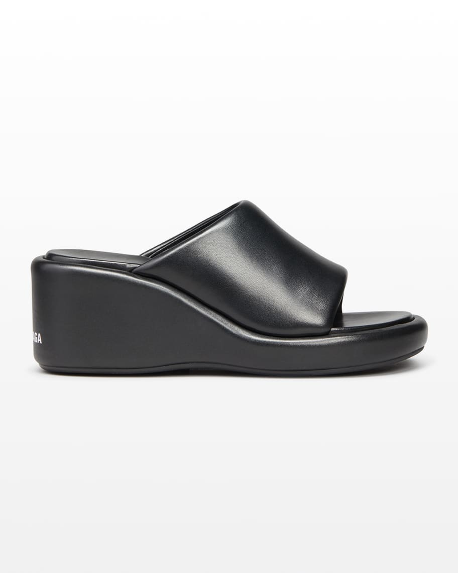 Balenciaga Rise Lambskin Wedge Slide Sandals | Neiman Marcus