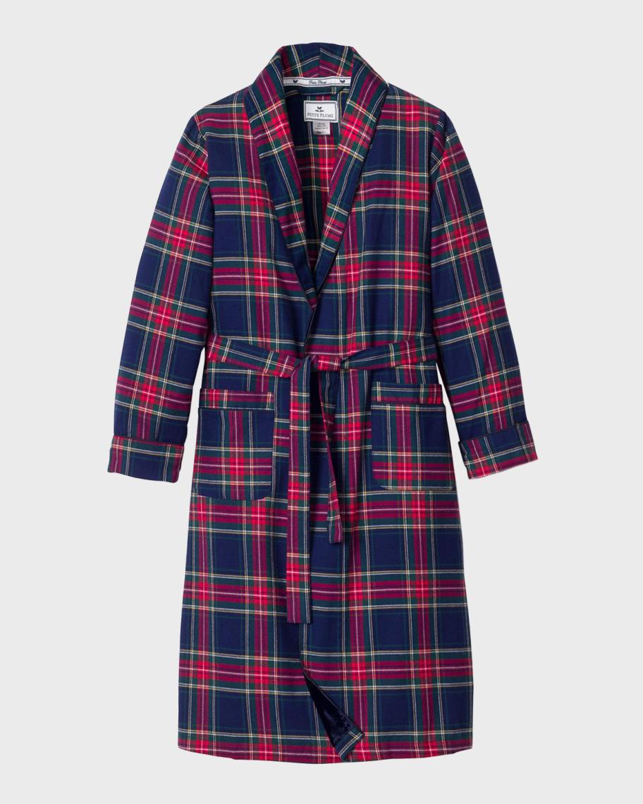 Petite Plume Men's Windsor Tartan Pajama Robe w/ Piping | Neiman Marcus