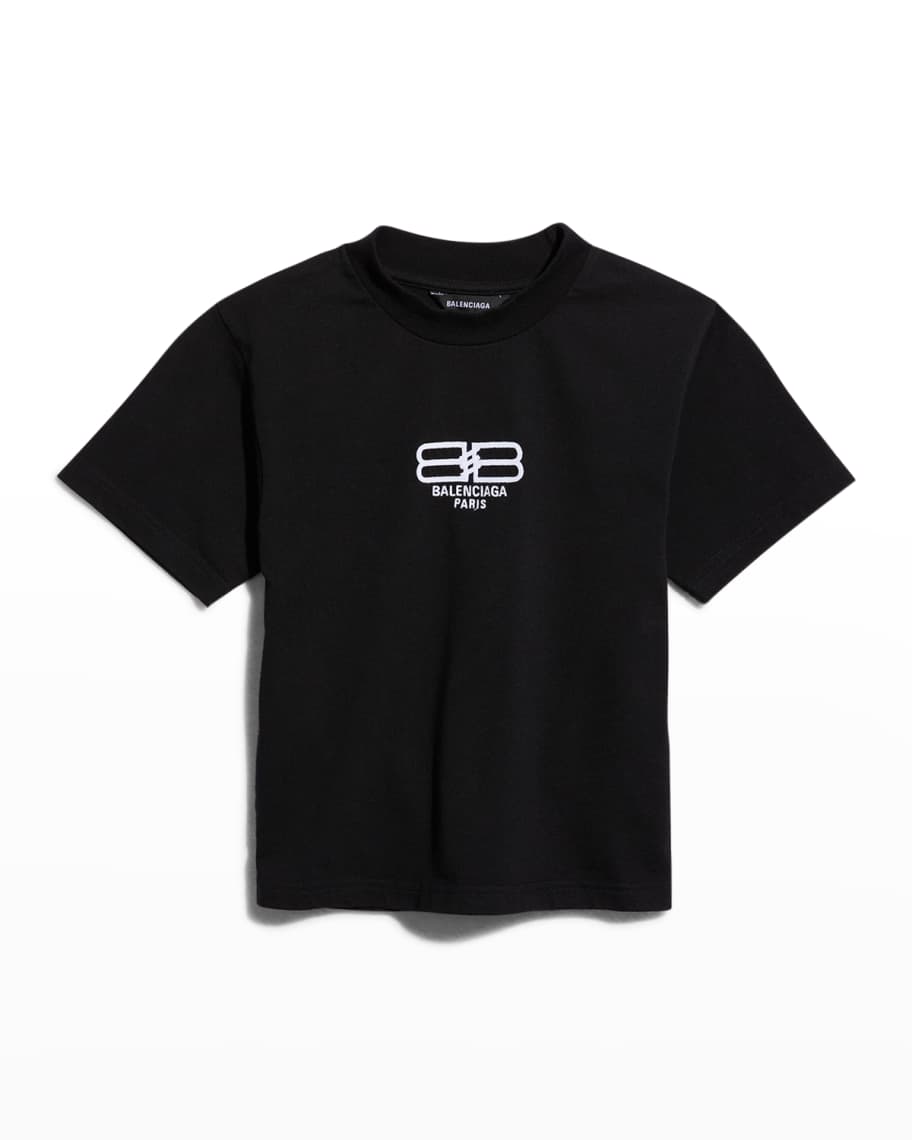 Balenciaga Kid's Tonal Logo Embroidered T-Shirt, Size 2-10 | Neiman Marcus
