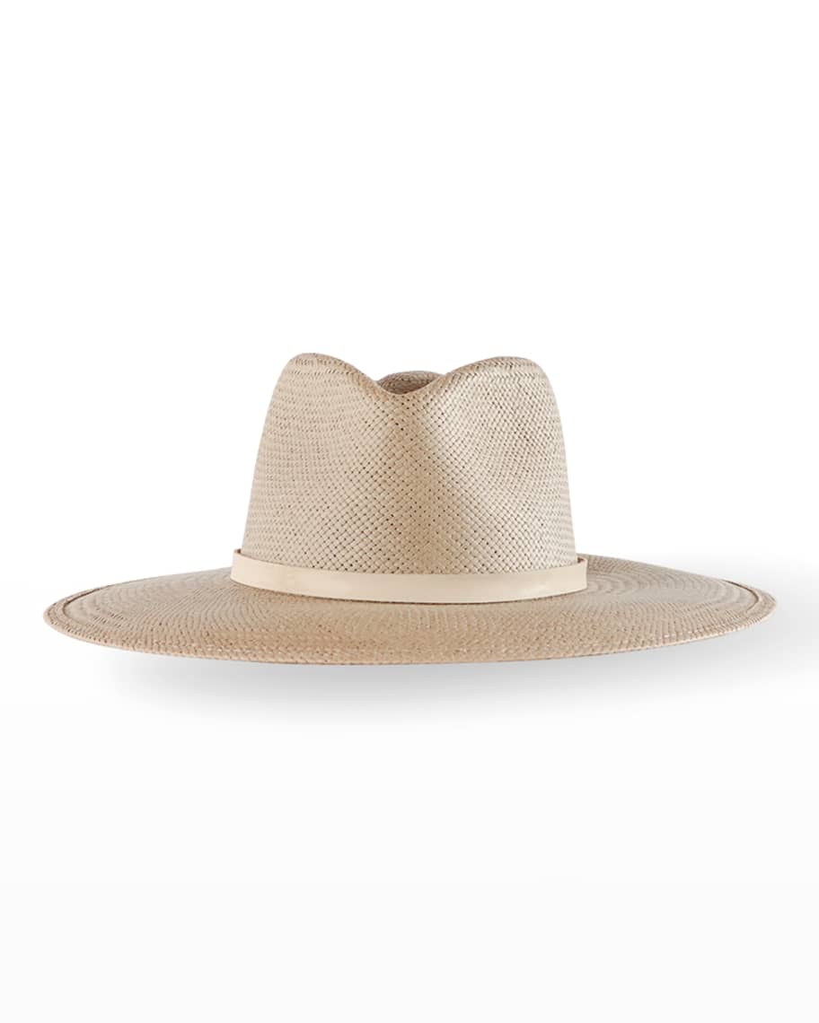 Janessa Leone Valentine Wide-Brim Straw Fedora Hat | Neiman Marcus