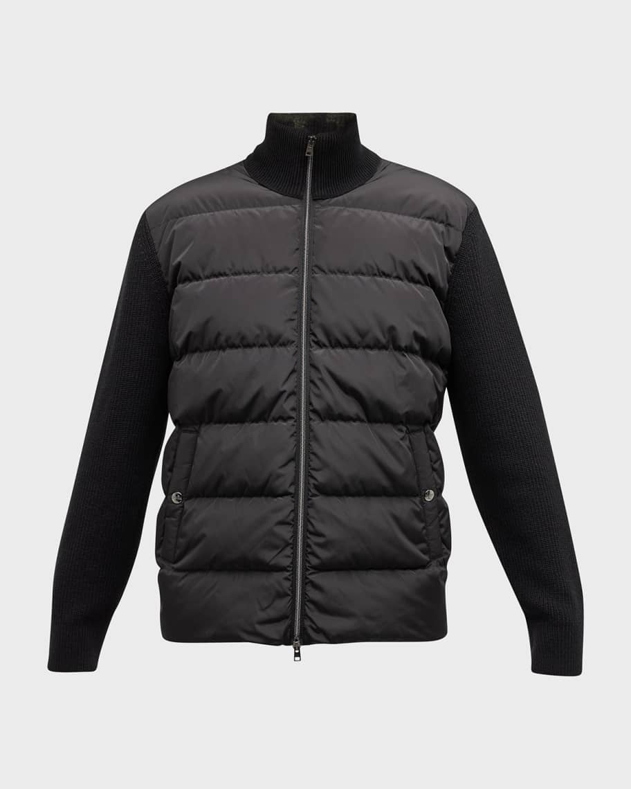 Herno Men s Knit Jacket w Channeled Nylon Front Neiman Marcus
