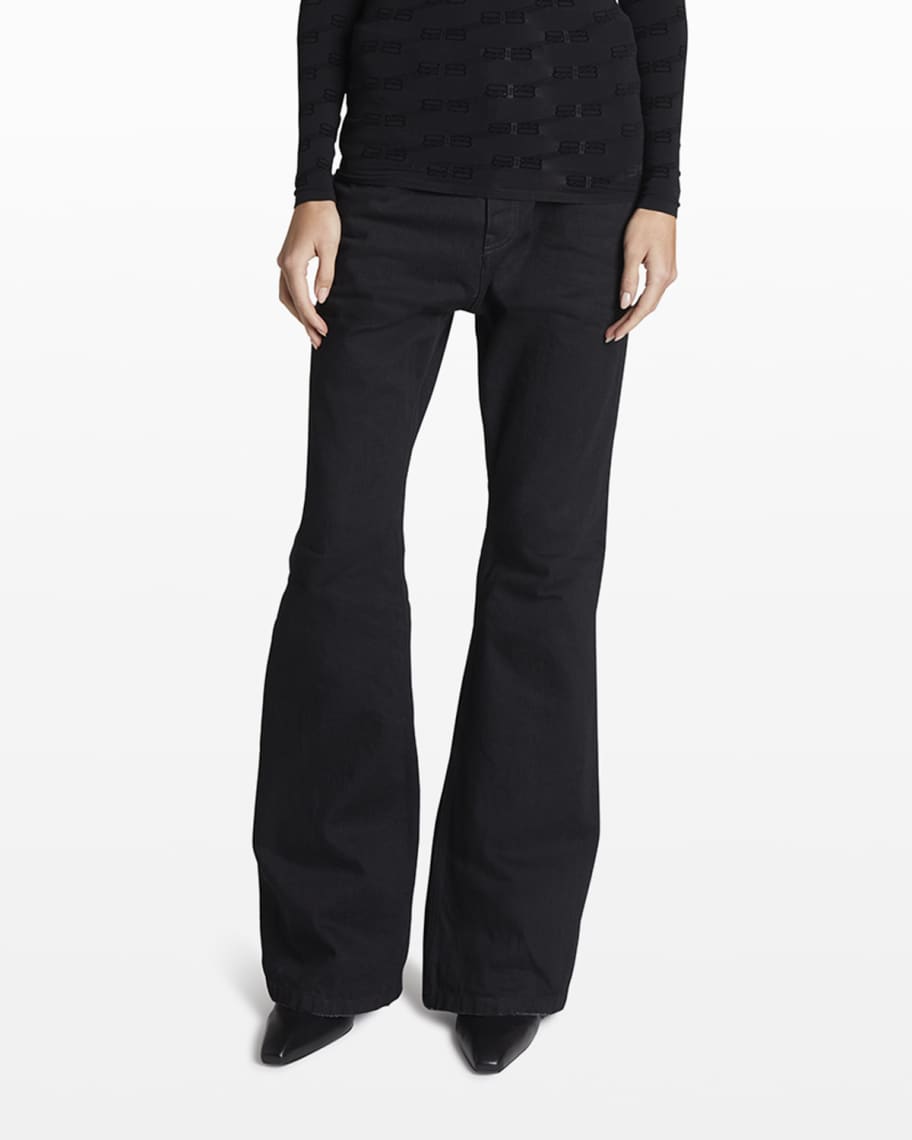 Balenciaga Flare Distressed-Hem Jeans | Neiman Marcus