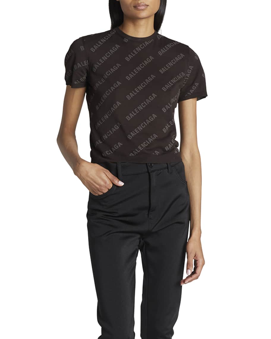 Munk realistisk Græsse Balenciaga Logo Puff-Print Crop Sweater | Neiman Marcus