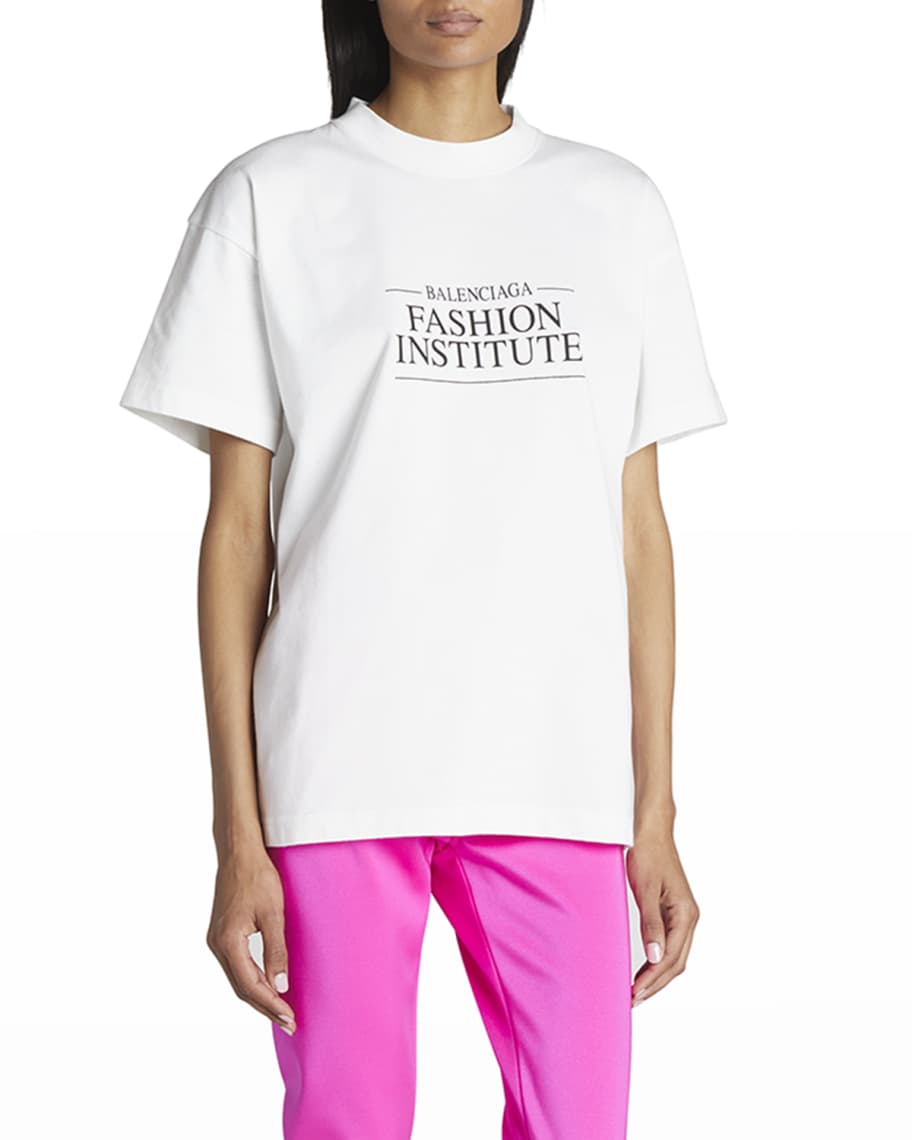 Balenciaga Logo Fashion Institute-Print Vintage T-Shirt | Neiman Marcus