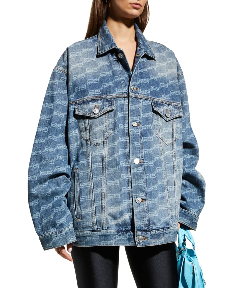 Balenciaga logo print denim hotsell jacket