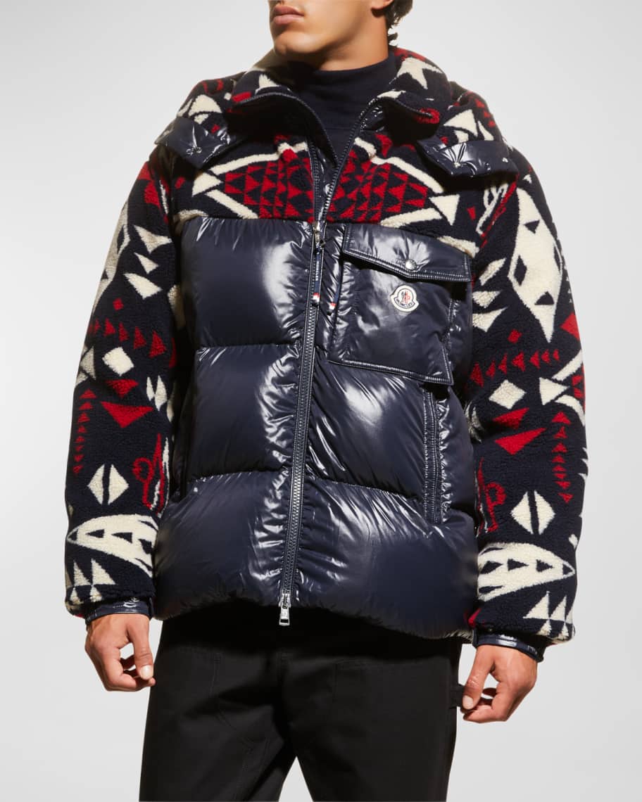 Moncler Men's Thymelee Graphic Down Jacket | Neiman Marcus