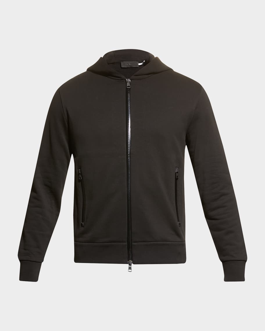 Men's Logo-Tape Fleece Zip Hoodie