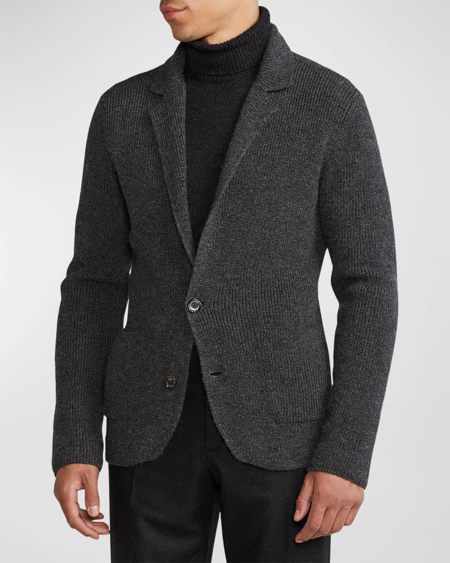 Ralph Lauren Purple Label Men's Cashmere Knit Sweater Blazer | Neiman Marcus