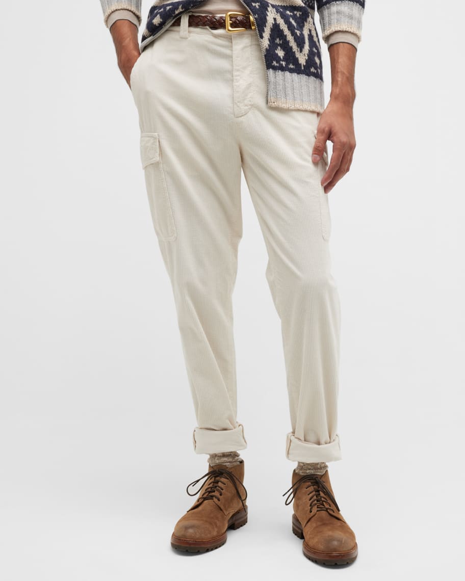 Brunello Cucinelli Men's Corduroy Cargo Pants | Neiman Marcus