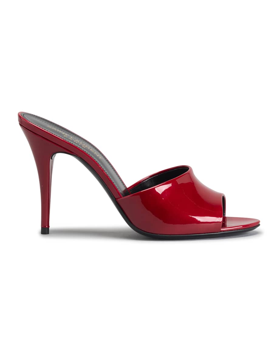Red patent clearance leather mules