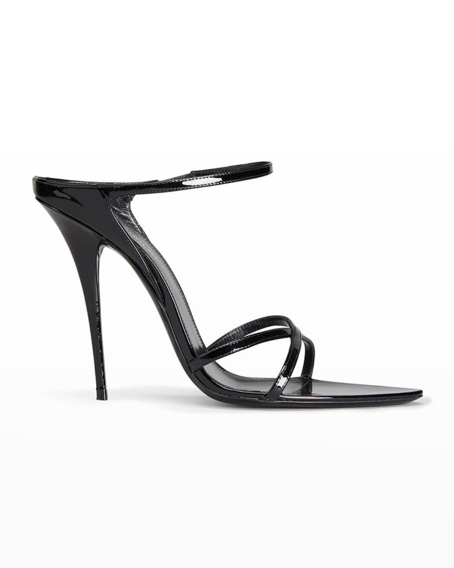 Saint Laurent Gippy Patent Crisscross Mule Sandals | Neiman Marcus