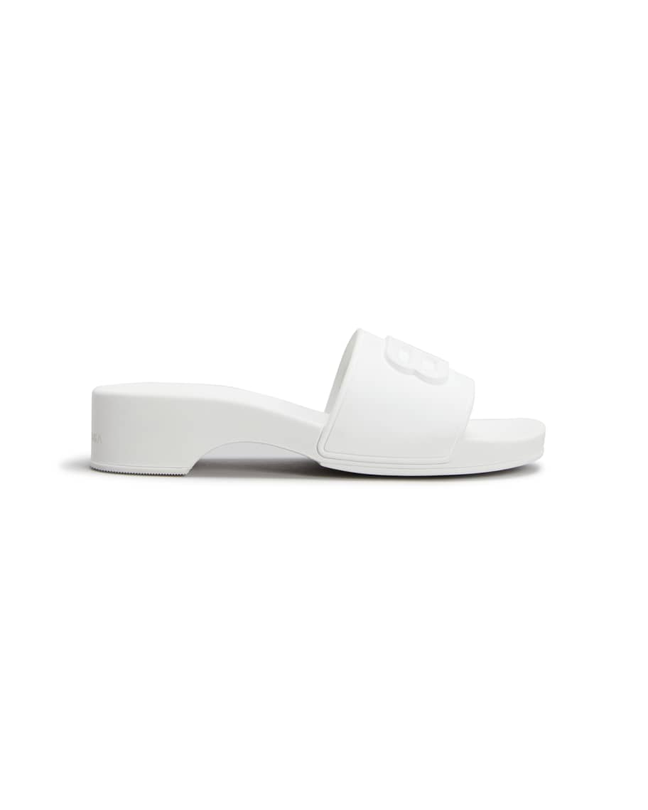 Women's rubber slide sandal in white rubber