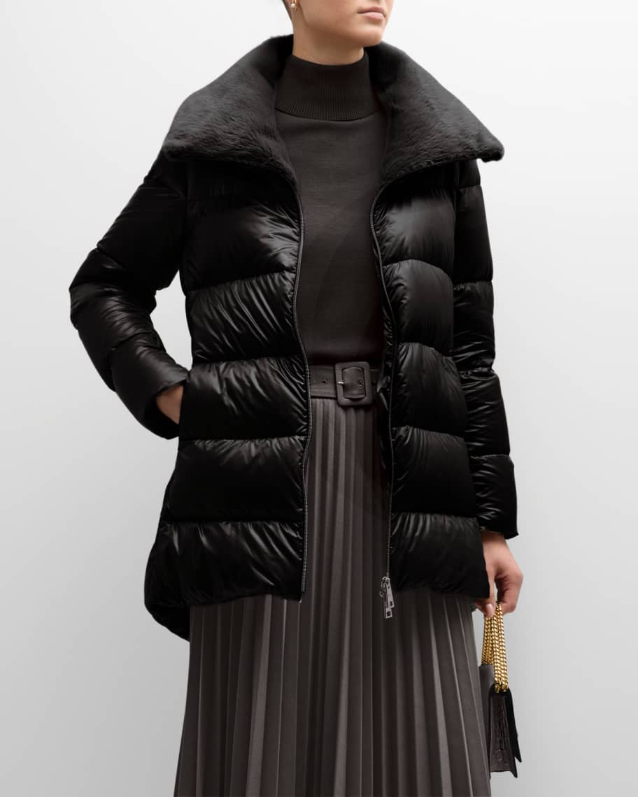 Herno Ultralight Puffer Coat w/ Faux Fur | Neiman Marcus