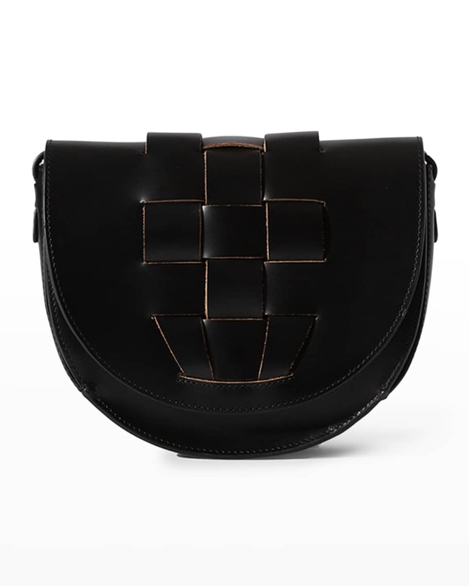 Sinia Braided Leather Saddle Crossbody Bag
