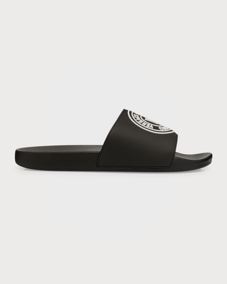 Versace Jeans Couture Men's V-Emblem Molded Slide Sandals | Neiman Marcus
