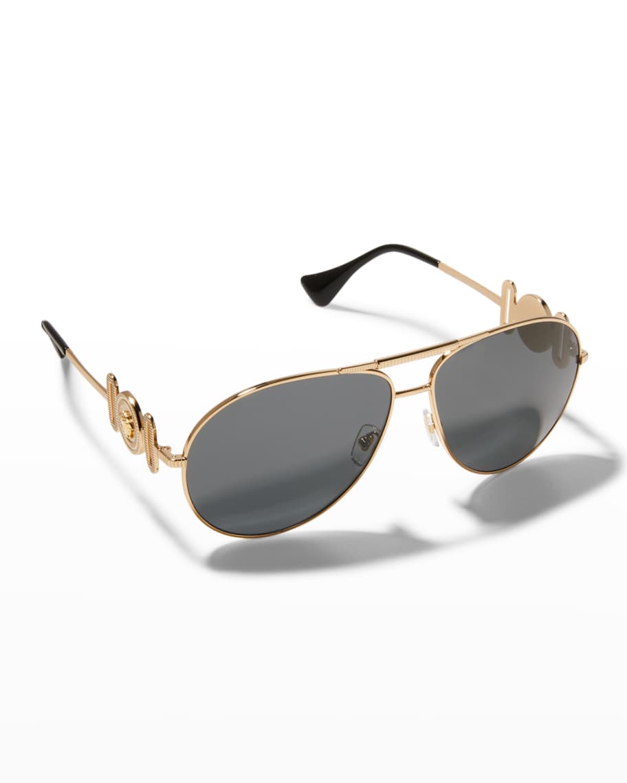 Versace Medusa Metal Aviator Sunglasses Neiman Marcus 