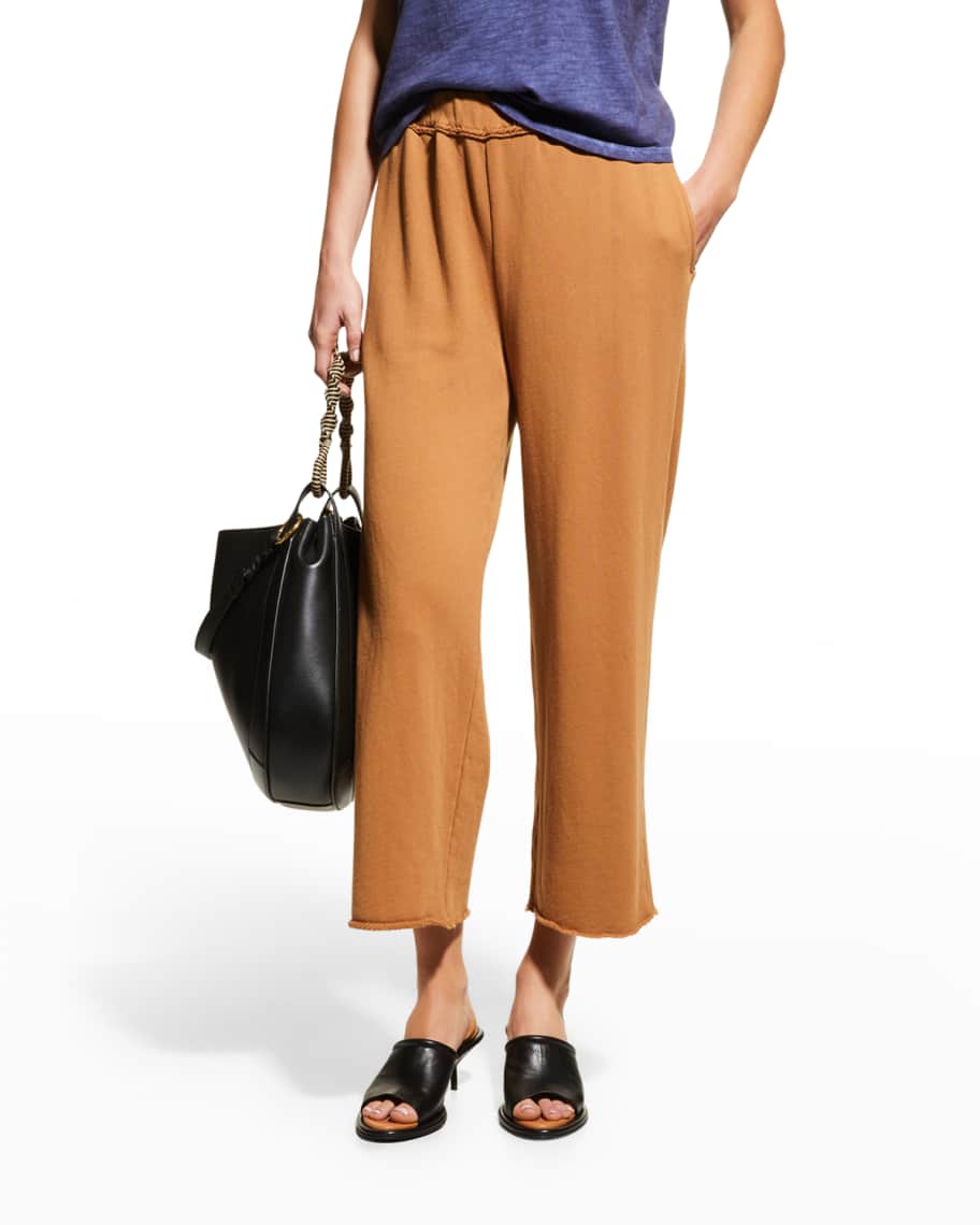 Eileen Fisher Cropped Straight-Leg Terry Pants | Neiman Marcus