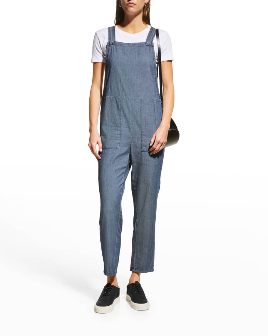Eileen Fisher Cropped Twill Overalls Neiman Marcus