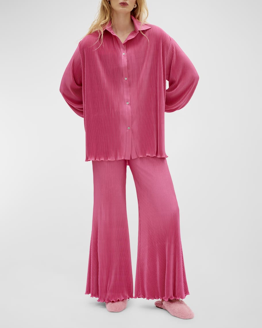 Sleeper Origami Pleated Wide-Leg Pajama Set | Neiman Marcus