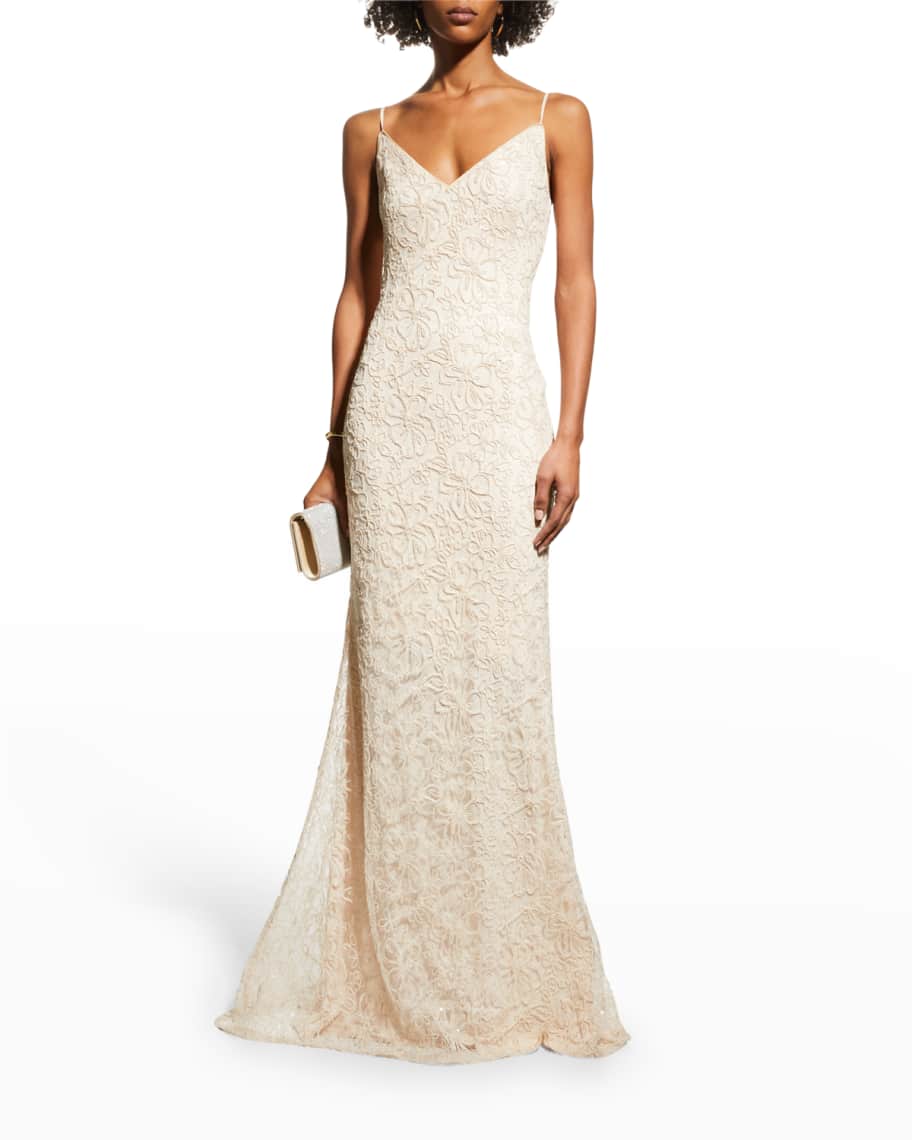 SHO Embroidered Lace Sequin Gown | Neiman Marcus