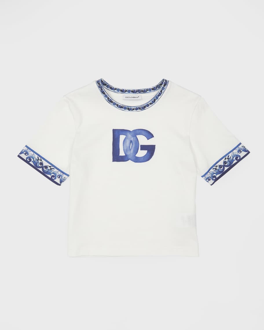 Dolce&Gabbana Girl's Mediterraneo Majolica Logo-Print T-Shirt, Size 4-6 ...
