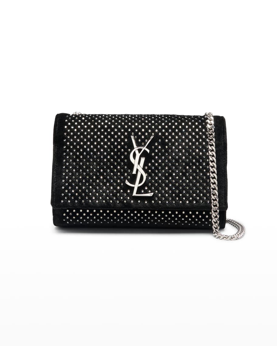 Saint Laurent Kate Small Studded Crystal Shoulder Bag | Neiman Marcus
